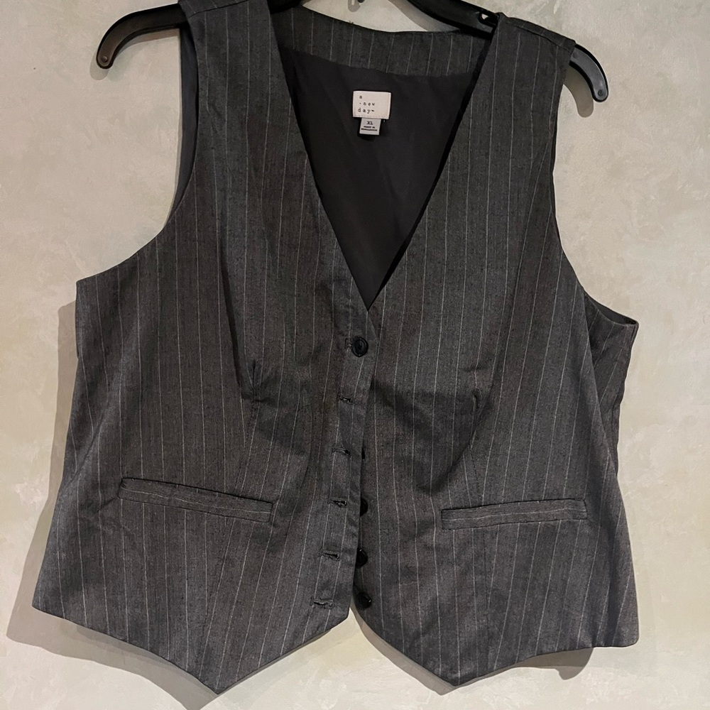 a.new day Gray Pinstripe Vest